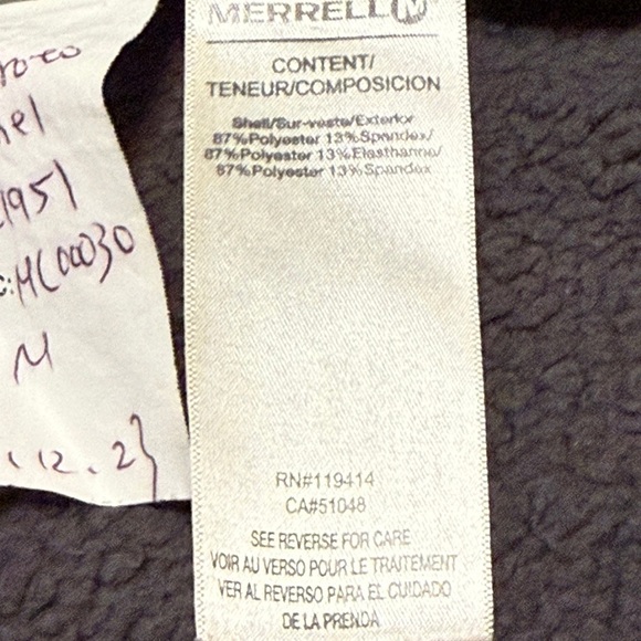 Merrell Womens Zip Up Hoodie Jacket Gray Fleece Hooded Outdoor Size M - Picture 10 of 12